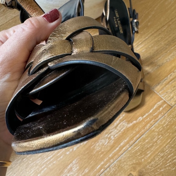 SAINT LAURENT Metallic Bronze Tribute Sandals - Size 40 1/2, 9 - Picture 7 of 10